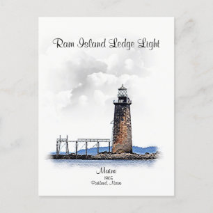 Ram Island Ledge Light-Michigan Postcard