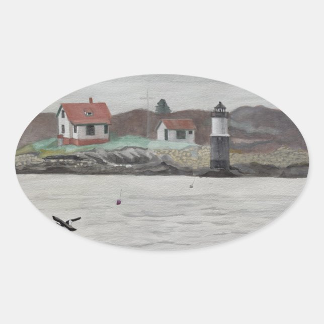 Ram Island Maine Oval Sticker (Front)