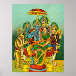 Ram Panchayatan Embellished by Raja Ravi Varma Poster