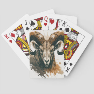Ram Portrait Animal Painting Wildlife Outdoors Art Playing Cards