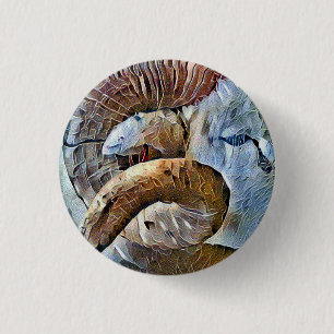 RAM SHEEP FARM ANIMAL 3 CM ROUND BADGE