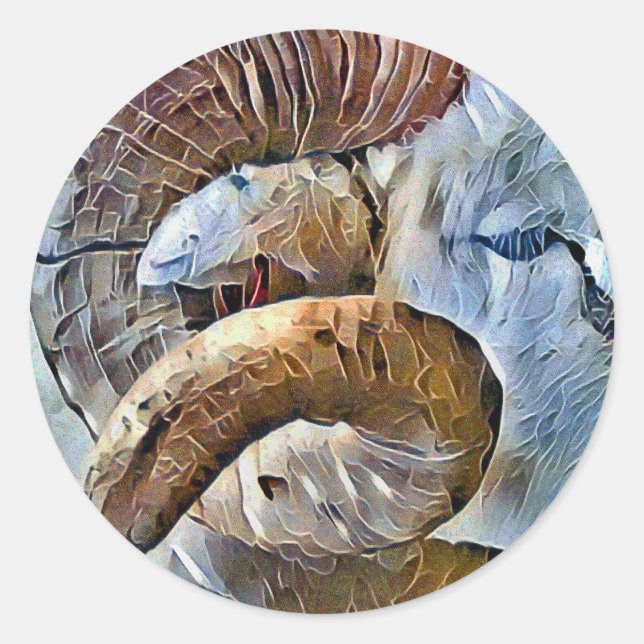 RAM SHEEP FARM ANIMAL CLASSIC ROUND STICKER (Front)