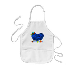 Ram Sheep Year Blue Illustration Kids Apron