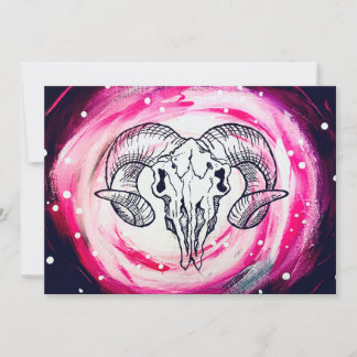 Ram Skull Art Holiday Card
