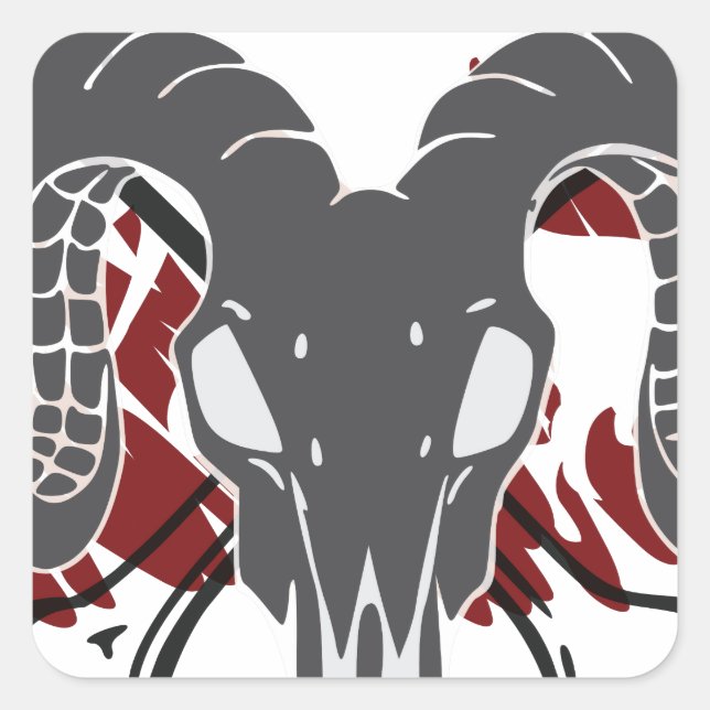 Ram skull art v1 square sticker (Front)