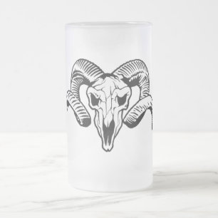 RAM SKULL FROSTED GLASS BEER MUG