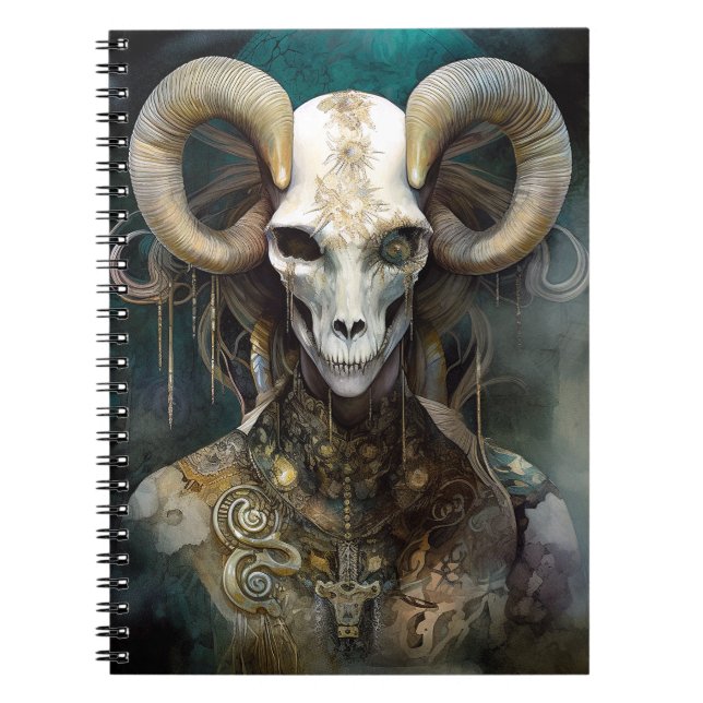 Ram Skull Surreal Fantasy Art Notebook (Front)