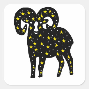 Ram Space Stars Silhouette Square Sticker