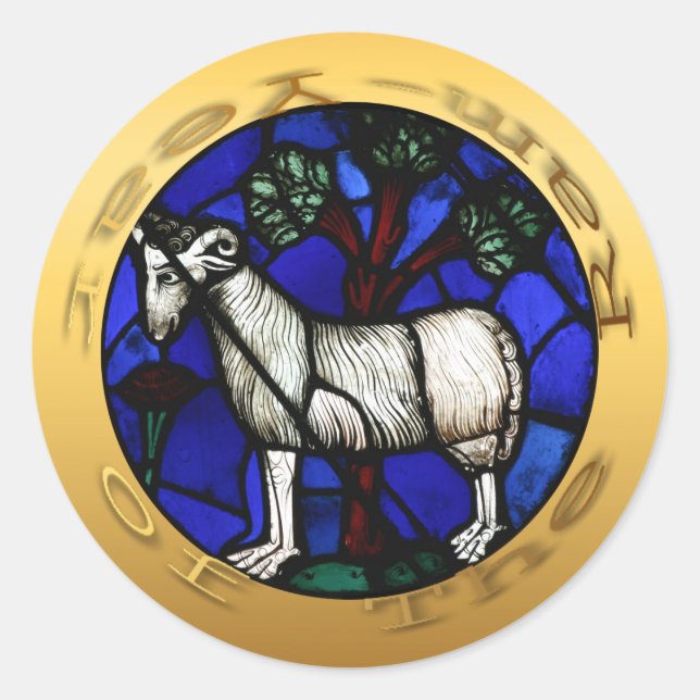 Ram Year or Aries Stained Glass Windows Sticker (Front)
