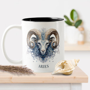 Ram Zodiac Symbol Celestial Fantasy Aries Two-Tone Coffee Mug