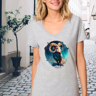 Ram Zodiac Symbol Celestial Fantasy Aries Womens T-Shirt