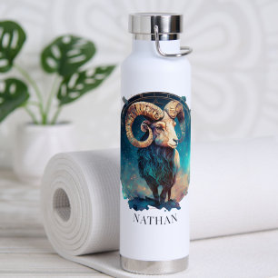 Ram Zodiac Symbol Celestial Fantasy Galaxy Aries Water Bottle