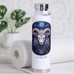 Ram Zodiac Symbol Celestial Galaxy Fantasy Aries Water Bottle