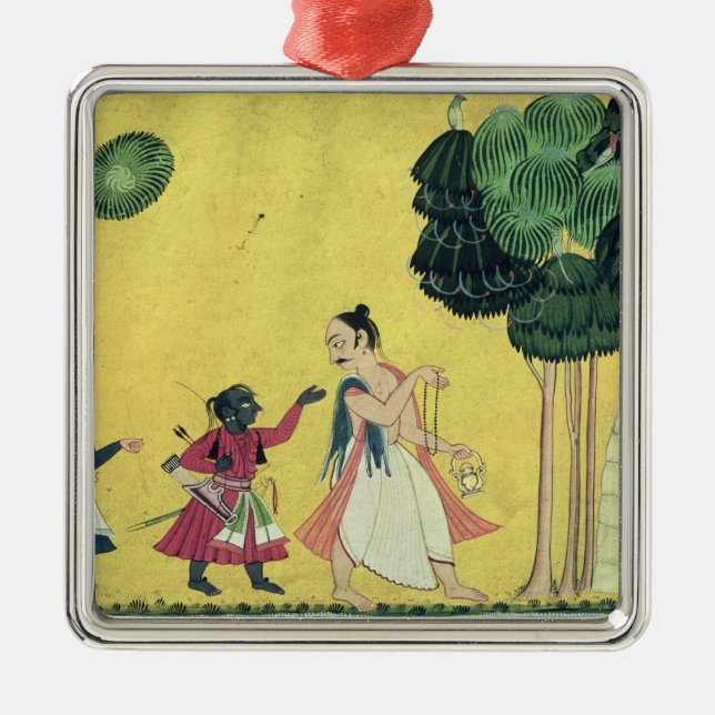 Rama and Lakshmana accompanied by Visvamitra Metal Tree Decoration (Front)