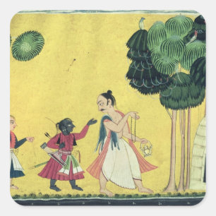 Rama and Lakshmana accompanied by Visvamitra Square Sticker