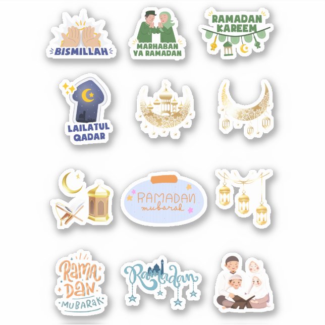 Ramadan and Eid Muslim Islamic Holiday Stickers (Front)