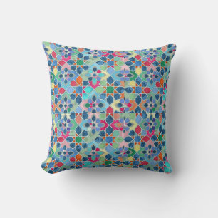 Ramadan Decoration Geometric pattern Blue Green Cushion