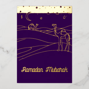 Ramadan  - desert scene -line  art