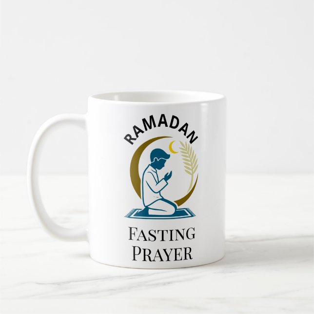 Ramadan Fasting Prayer Man Islamic Vector Graphic  Coffee Mug (Left)