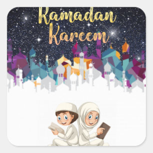 Ramadan figure kids square sticker