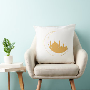 Ramadan Golden Mosque Crescent Pillow