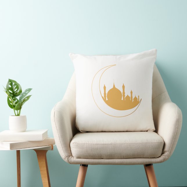 Ramadan Golden Mosque Crescent Pillow (Chair)