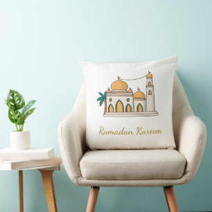 Ramadan Golden Mosque Pillow 