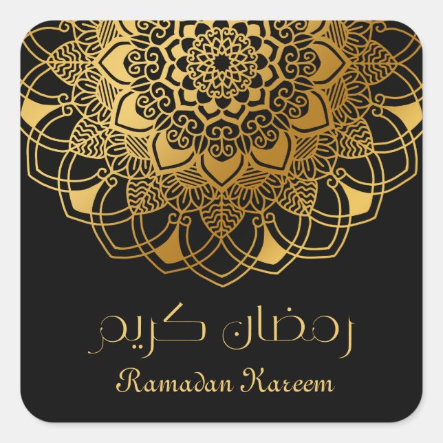 Ramadan Kareem abstract floral gold motive Square Sticker (Front)