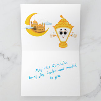 Ramadan Kareem  blue Greeting card with lantern