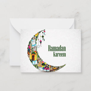 Ramadan Kareem Colourful Crescent        Card