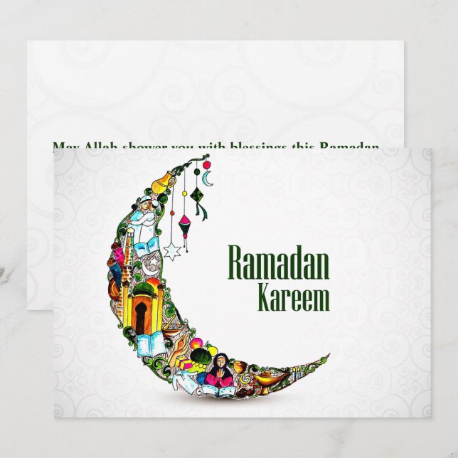 Ramadan Kareem Colourful Crescent        Holiday Card (Front/Back)