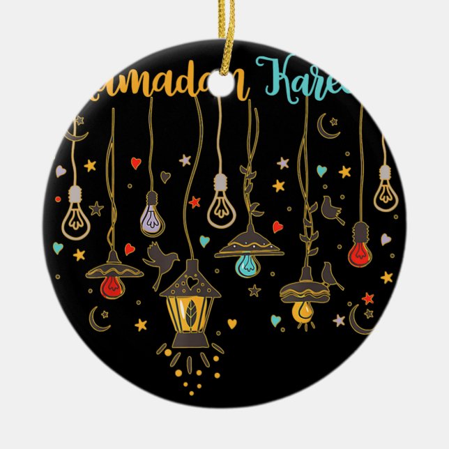 Ramadan Kareem Cool Islamic Fasting Outfit for Ceramic Tree Decoration (Front)