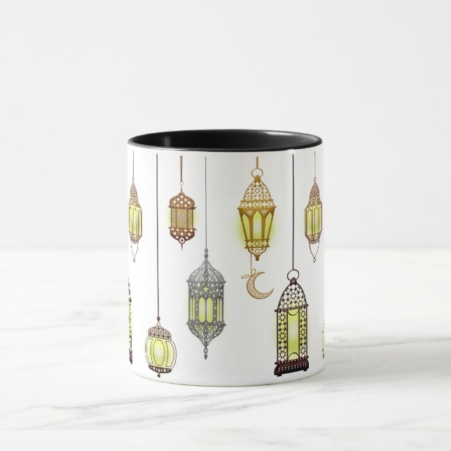 Ramadan Kareem Crescent Lanterns Mubarak Islamic  Mug (Center)