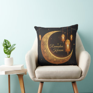 Ramadan Kareem Crescent & Lanterns Pillow