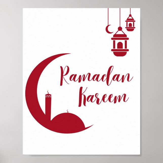 Ramadan Kareem Crescent Moon & Lantern Wall Print  (Front)