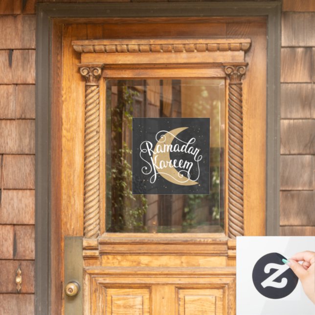 Ramadan Kareem Cute Black White Window Cling (Home Door)