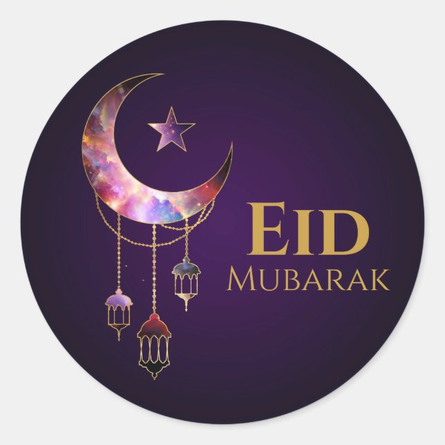 Ramadan Kareem -Eid Mubarak - Happy Eid Classic Round Sticker (Front)