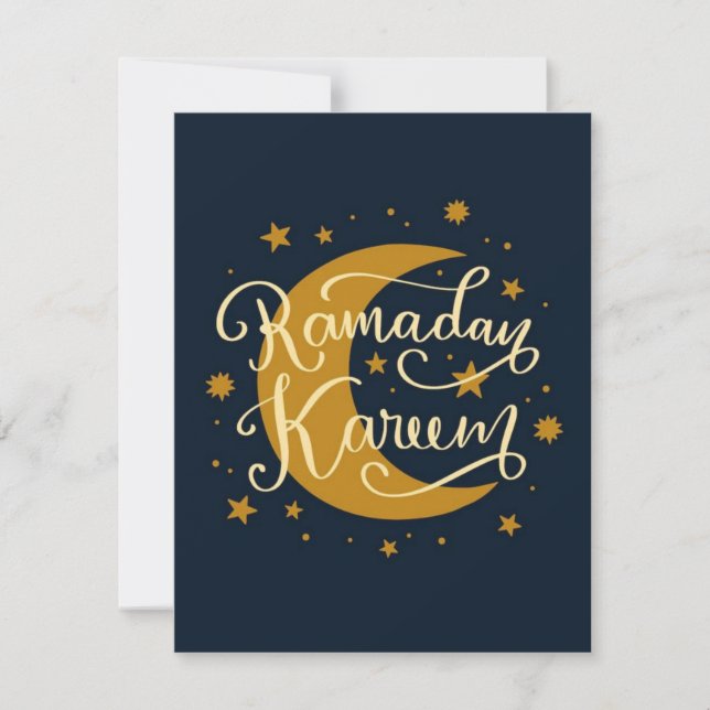 Ramadan Kareem | Gold crescent and stars  Card (Front)
