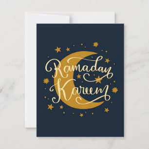 Ramadan Kareem   Gold crescent and stars  Card