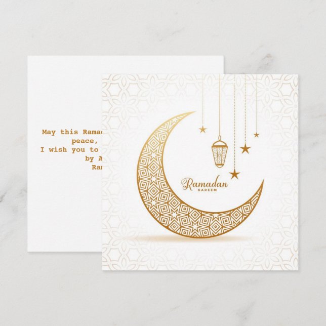 Ramadan Kareem Gold Crescent     Holiday Card (Front/Back)