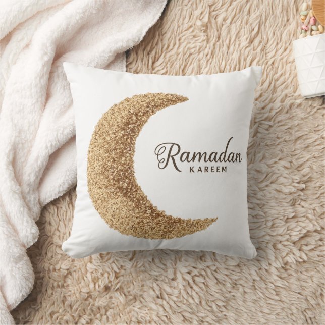 Ramadan Kareem Gold Crescent Moon  Cushion (Blanket)