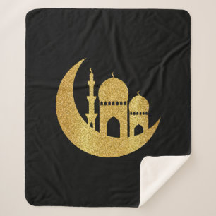  Ramadan Kareem Golden Helal   Sherpa Blanket