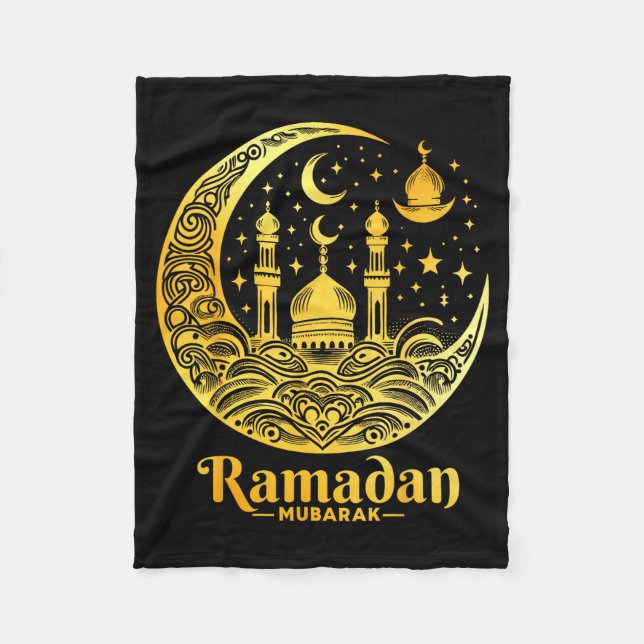 Ramadan Kareem Happy Fasting Ramadan Mubarak Islam Fleece Blanket (Front)