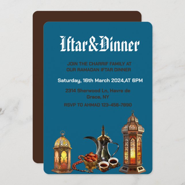  Ramadan Kareem Iftar Dinner party celebration Invitation (Front/Back)