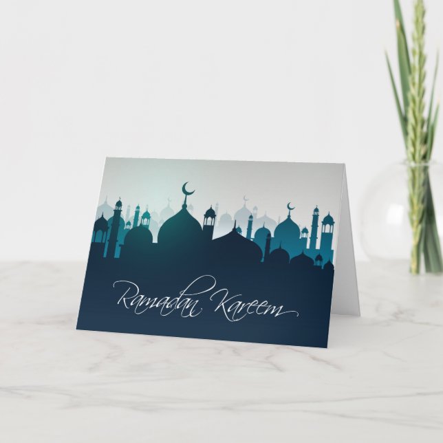 Ramadan Kareem Mosques silhouettes Greeting Cards (Front)