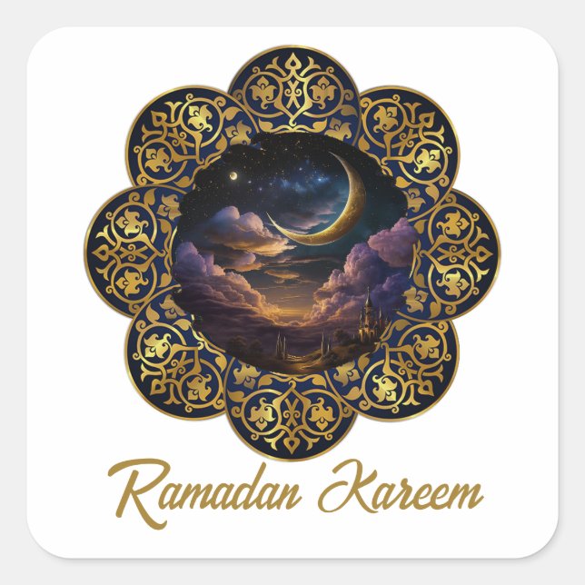 RAMADAN KAREEM MUBARAK 2024 EID MUBARAK  SQUARE STICKER (Front)