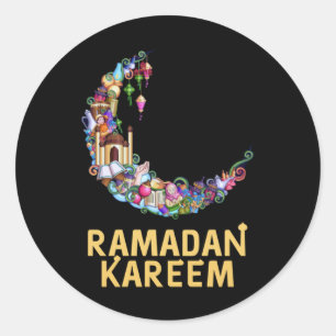 Ramadan Kareem Mubarak Fasting Moon Classic Round Sticker