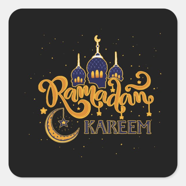 Ramadan Kareem Mubarak Fasting Square Sticker (Front)