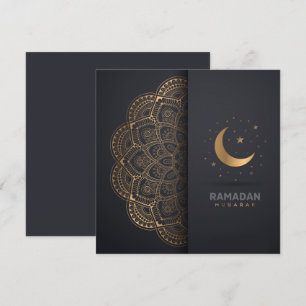 Ramadan Kareem Mubarak Golden Mandala Cresent Star Holiday Card