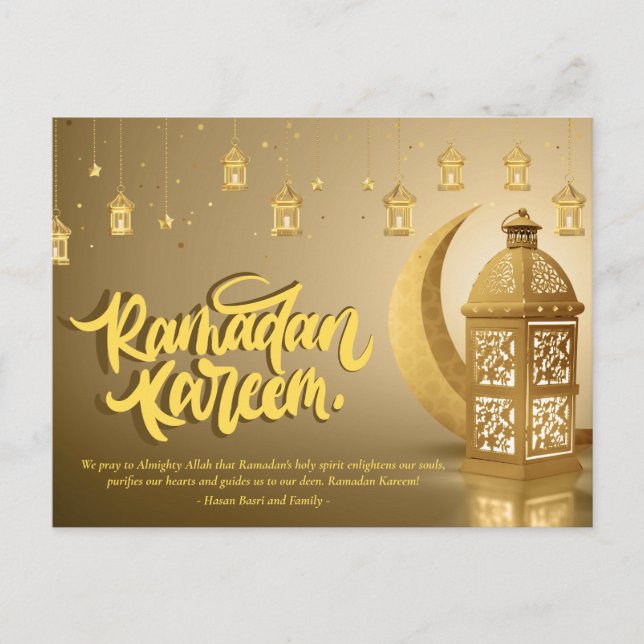 Ramadan Kareem Personalised Text Holiday Postcard (Front)